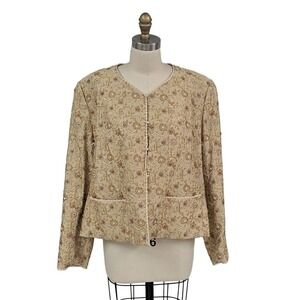 Doncaster VTG Collection Gold Silk beaded jacket Plus size 18